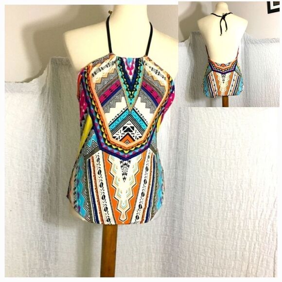 Gibson Latimer Colorful Boho One Piece Swimsuit Size L - Picture 1 of 9